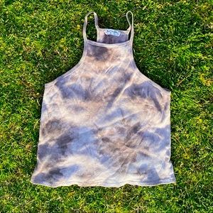 Tank Top Racerback Ribbed Thin Strap Grey Sz M